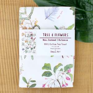 New Zealand Trees and Flowers Tea Towel