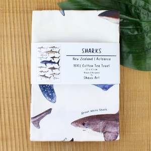 Eliza Xu: New Zealand Sharks Tea Towel