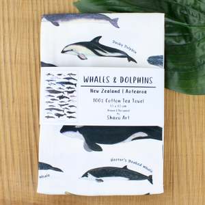 New Zealand Whales and Dolphins Tea Towel