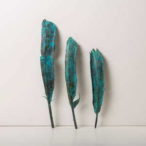 Green Patina Copper Feather