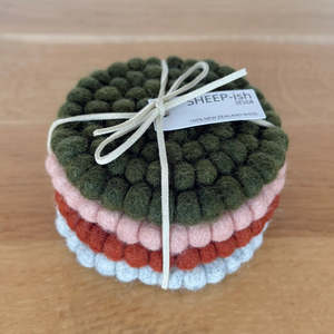 Sheep Ish Design: Felt ball coasters - Earthy Stack