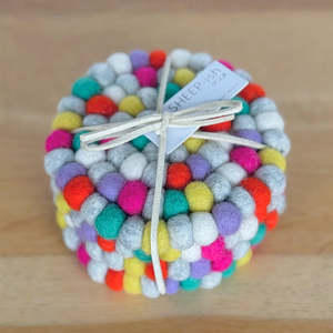 Sheep Ish Design: Felt ball coasters - Bright Multi