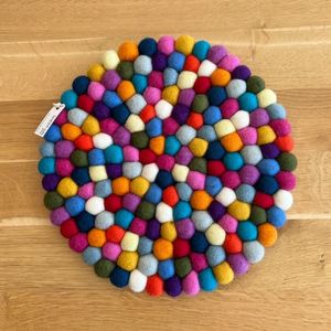 Sheep Ish Design: Felt ball pot stand - Rainbow