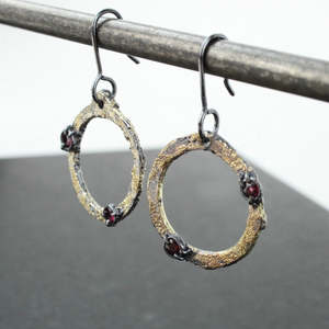 Rhodolite Gold Dust hoops