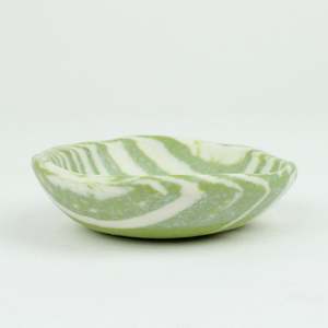 Artist Alex Wilkinson: Nerikomi stripe petite dish - light green