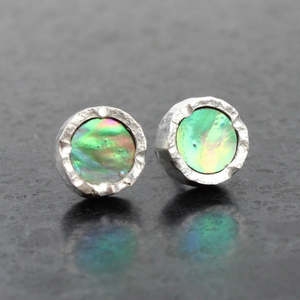 Paua small studs - round silver
