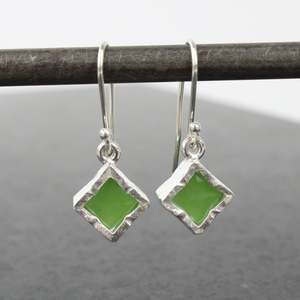 Pounamu earrings - square silver