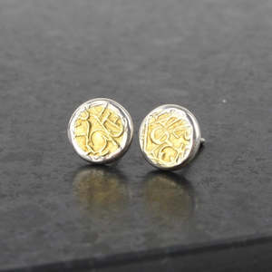 Artist David Mcleod: Text-ure round studs - small gold