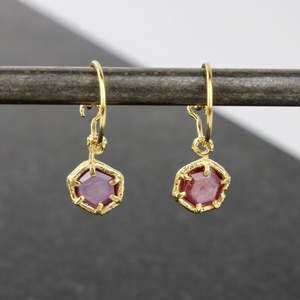 Pink Sapphire Hoops