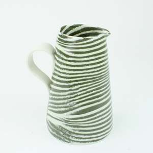 Nerikomi Stripe Large Jug - dark green shiny