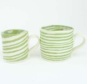Artist Alex Wilkinson: Nerikomi Stripe Mug - light green