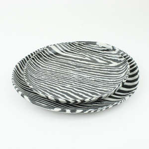 Artist Alex Wilkinson: Nerikomi Stripe Plate - black