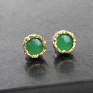 Artist David Mcleod: Chrysophrase small studs - round gold
