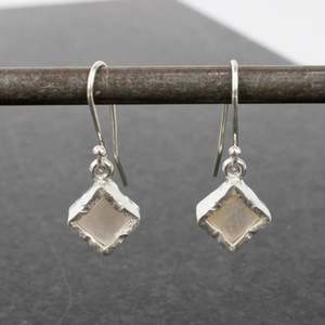 Artist David Mcleod: Mother of pearl earrings - square silver