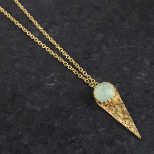 Blue Chalcedony Regal Triangle Necklace