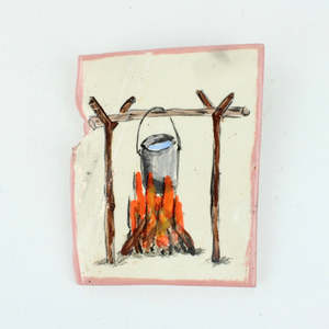 Artist Bernie Winkels: Billy and Campfire tile