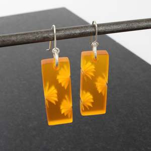 Fan rectangle earrings - orange