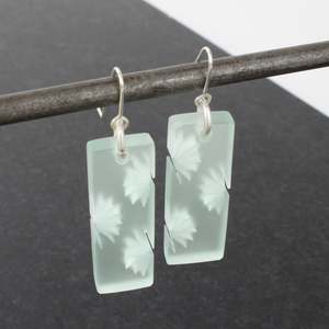 Fan rectangle earrings - green