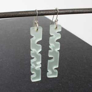 Half round rectangle earrings - green