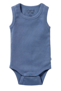 Organic Pointelle Singlet Bodysuit - Rain Drop