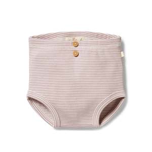Organic Stripe Rib Nappy Pant - Plum