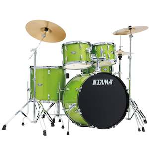 Drum Kits: TAMA ST52H6CLGS Stagestar 5-Piece Rock Drum Kit (Lime Green Sparkle) w/Hardware and Cymbals
