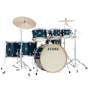 Drum Kits: TAMA CL72RSPGHP Superstar Classic 7-Piece Shell Pack with 22" Bass Drum (Gloss Sapphire Lacebark Pine)