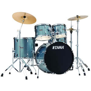 Drum Kits: TAMA ST52H6CSEM Stagestar 5-Piece Rock Drum Kit (Sea Blue Mist) w/Hardware and Cymbals
