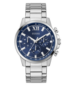Guess Watches: GUESS Men's Silver Tone Multi-function Watch