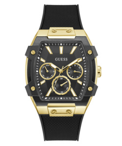 Mens Black Gold Tone Multi-function Watch
