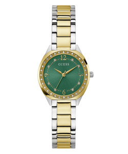 GUESS Two Tone Silver and Gold-Tone Crystal Bezel Women's Watch