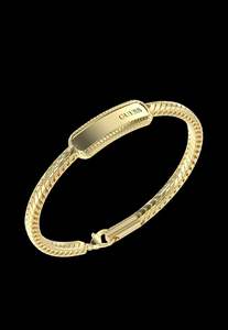GUESS Mens Gold-Tone Sailor Knot Brushed Tag Bracelet