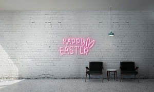 Worldwide Neon Signs: Happy Easter (with Bunny Ears)