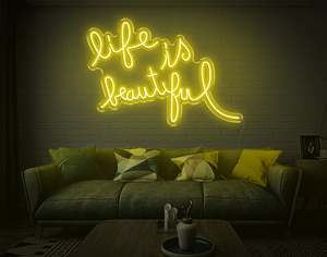Mancave Neon Signs: Life Is Beautiful LED Neon Sign