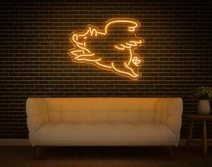 Mancave Neon Signs: Flying Pig LED Neon Sign
