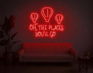 Location Neon Signs: Oh The Places You'Ll Go LED Neon Sign