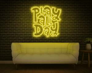 Location Neon Signs: Play All Day LED Neon Sign