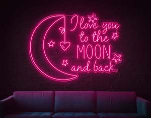 Location Neon Signs: I Love You To The Moon And Back LED Neon Sign