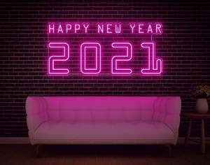 Christmas Neon Signs: Happy New Year 2021 LED Neon Sign