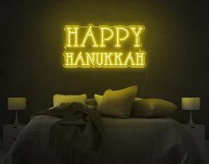 Christmas Neon Signs: Happy Hanukka V1 LED Neon Sign