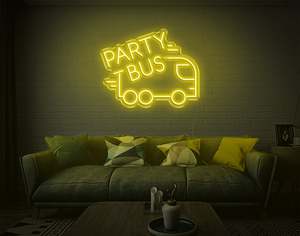 Car Neon Signs: Party Bus LED Neon Sign
