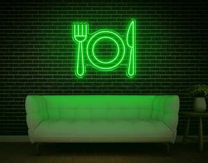 Restaurant Neon Signs: Fork Plate Knife LED Neon Sign