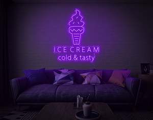 Restaurant Neon Signs: Ice Cream Cold & Tasty LED Neon Sign