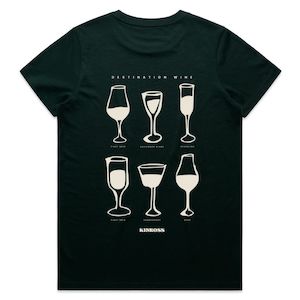 Central Otago Merch: Kinross T-Shirt - Wine Glasses - Woman