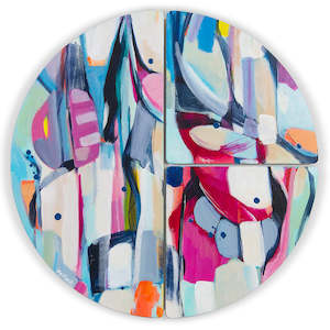 Damselfly Shimmy- Original Round Abstract Artwork