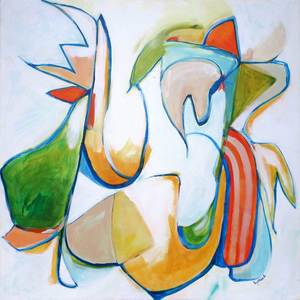 Rooster Ruckus - Original Abstract Painting