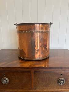 Copper Bucket with brass strapping & stud detail