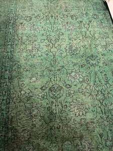 Large Overdyed Emerald Green Persian Rug