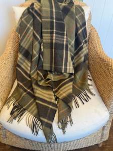 All: Estate Plaid Olive Merino Throw