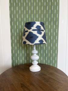 Navy & Cream Silk Ikat Lamp Shade